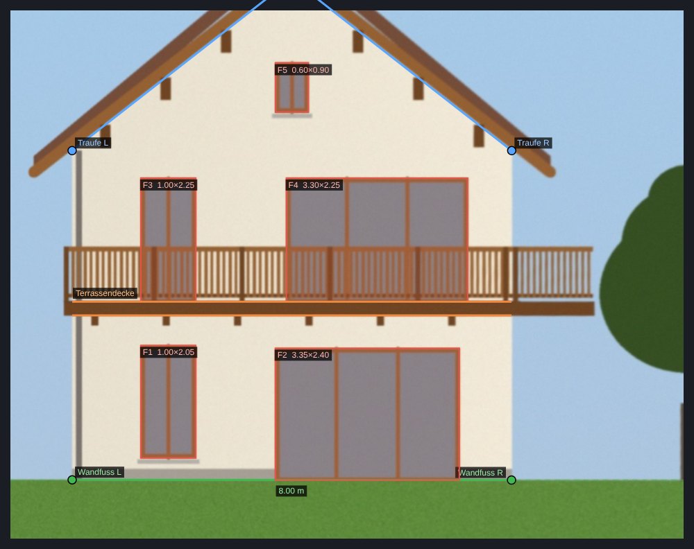 Nachher: alle Öffnungen und der Balkon ergänzt