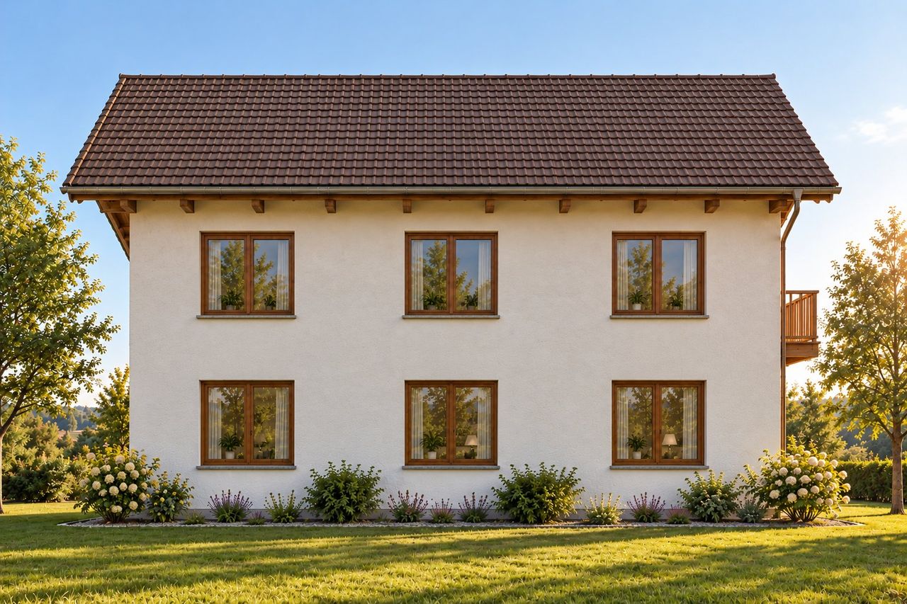 Musterhaus Westseite (Traufseite)